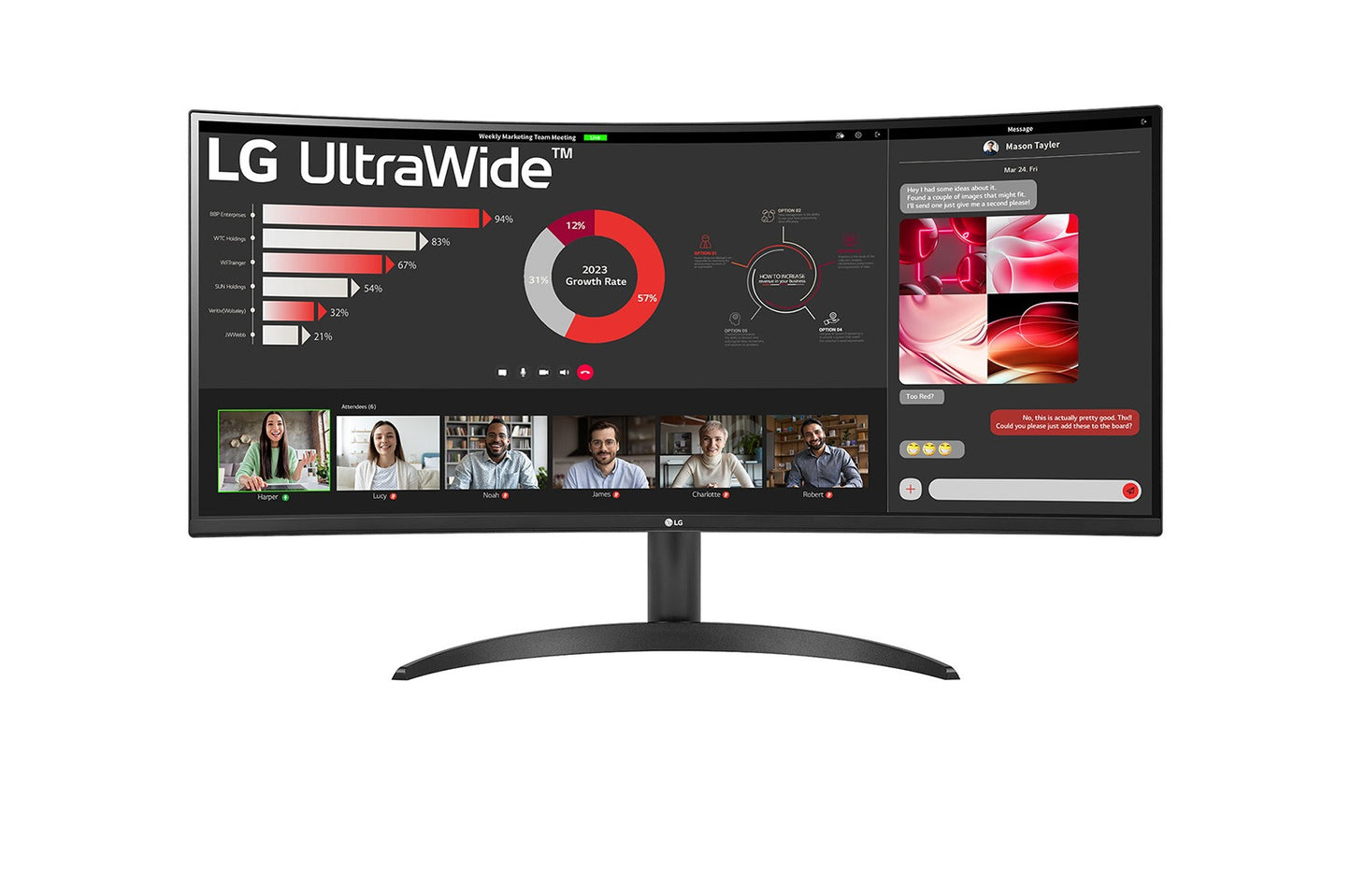 شاشة منحنية UltraWide™ QHD (3440x1440) مقاس 34 بوصة بنسبة 21:9 مع تقنية FreeSync™ 