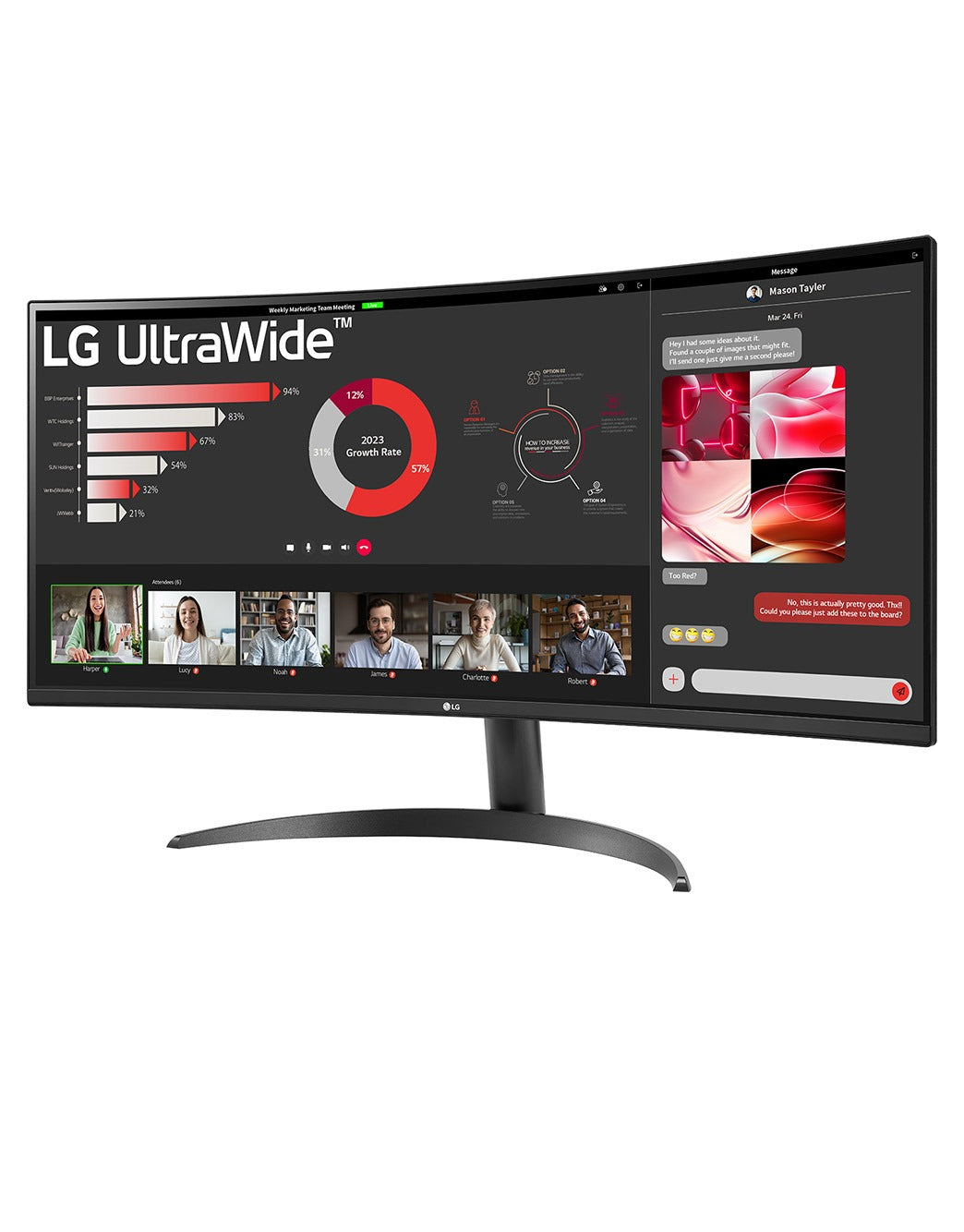 شاشة منحنية UltraWide™ QHD (3440x1440) مقاس 34 بوصة بنسبة 21:9 مع تقنية FreeSync™ 