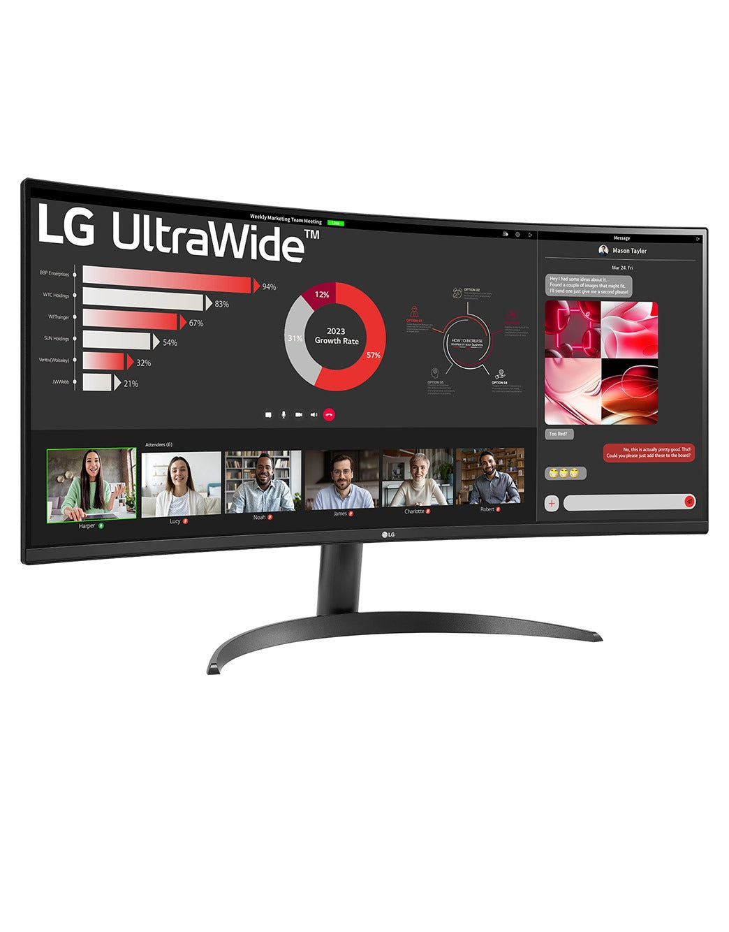 شاشة منحنية UltraWide™ QHD (3440x1440) مقاس 34 بوصة بنسبة 21:9 مع تقنية FreeSync™ 