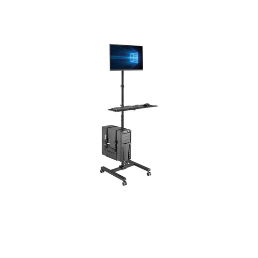 Tripp Lite Mobile Workstation TV Floor Stand Cart Height-Adjustable w/ Monitor Mount 17-32in - Cart (fasteners, wrench, mouse pad) - for LCD display / PC equipment - steel - black - screen size: 17"-32"