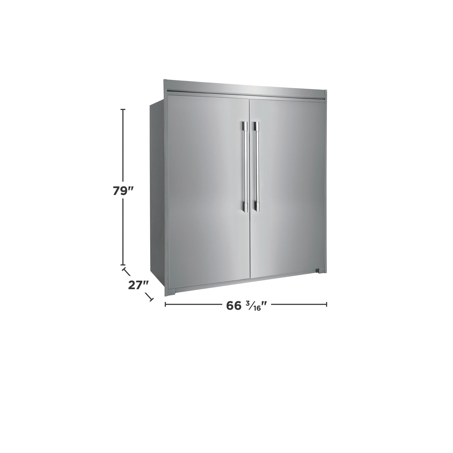 Stainless Steel Side-by-Side Column Refrigerator and Freezer Set with Flat Trim Kit