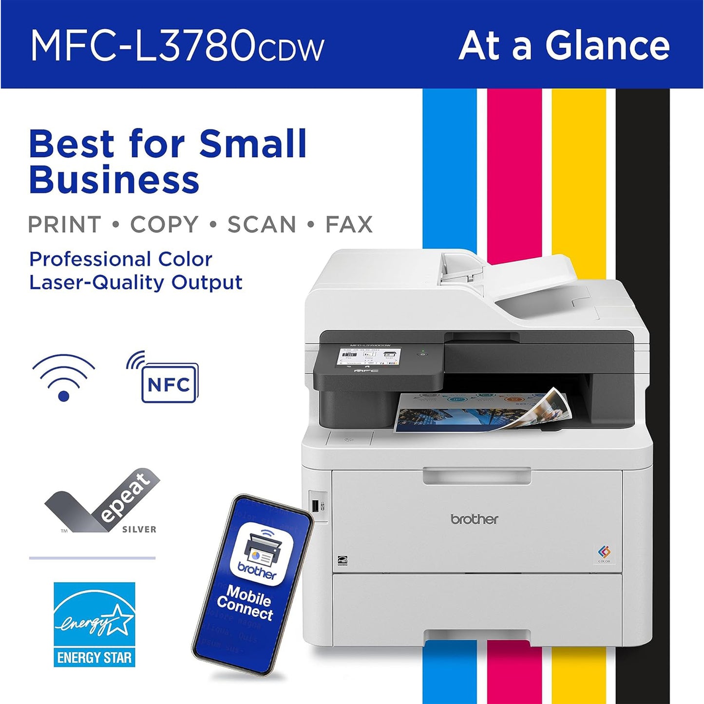 Brother MFC-L3780CDW Wireless Digital Color All-in-One Printer with Laser Quality Output, Single Pass Duplex Copy & Scan