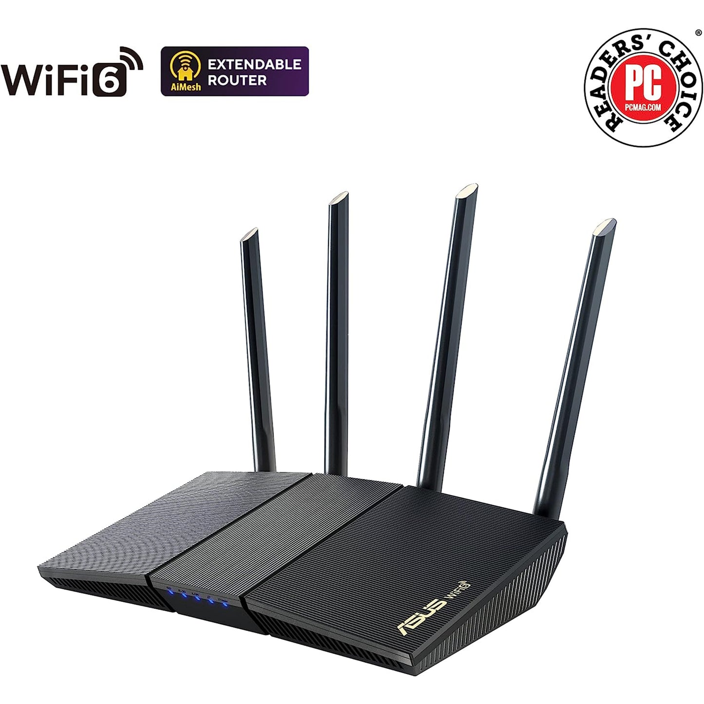 راوتر ASUS RT-AX1800S ثنائي النطاق WiFi 6 قابل للتمديد، أمان شبكة بدون اشتراك، مراقبة أبوية، VPN مدمج، متوافق مع AiMesh، الألعاب والبث، المنزل الذكي 