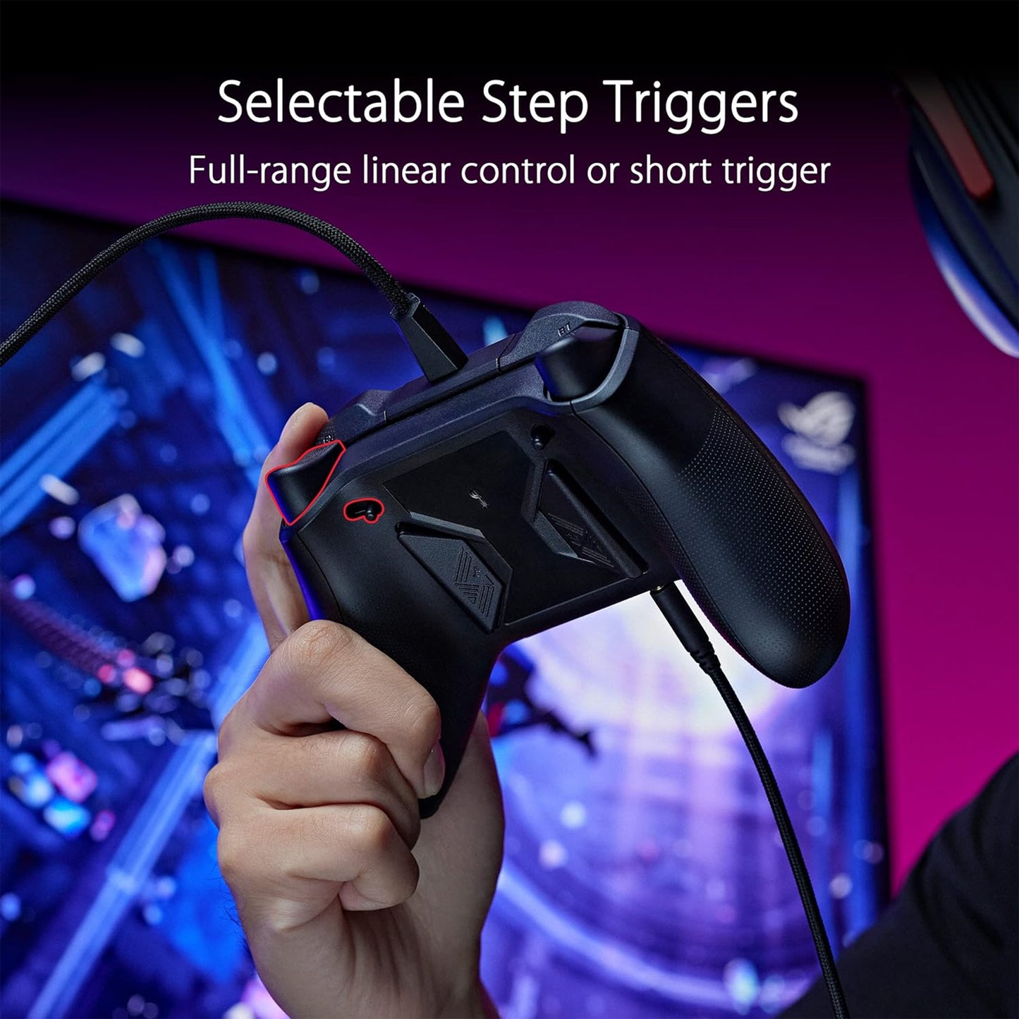 ASUS ROG Raikiri officially licensed Xbox controller, remappable buttons & triggers, 2 rear buttons, step & linear triggers, adjustable joystick sensitivity, 3.5mm jack with ESS DAC, for PC and Xbox