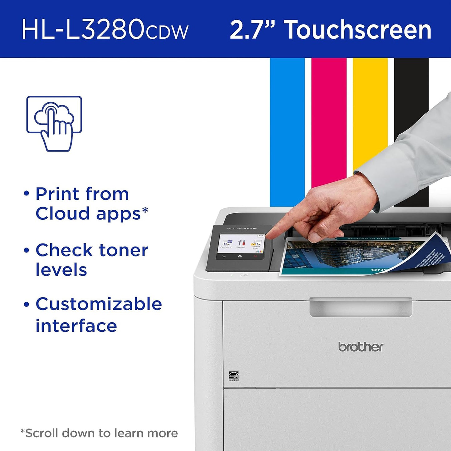 Brother HL-L3280CDW Wireless Compact Digital Color Printer with Laser Quality Output, Duplex, Mobile Printing & Ethernet