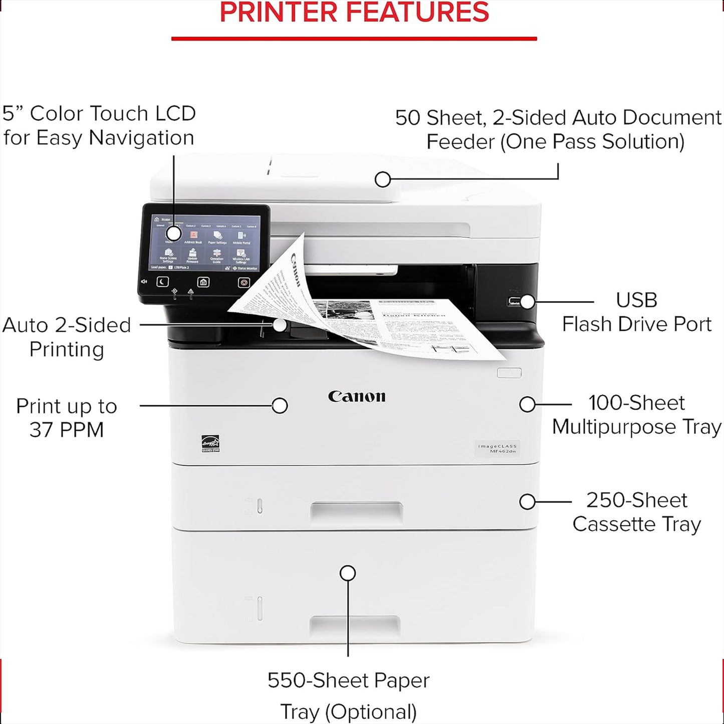 imageCLASS MF465dw - طابعة ليزر مزدوجة لاسلكية الكل في واحد 