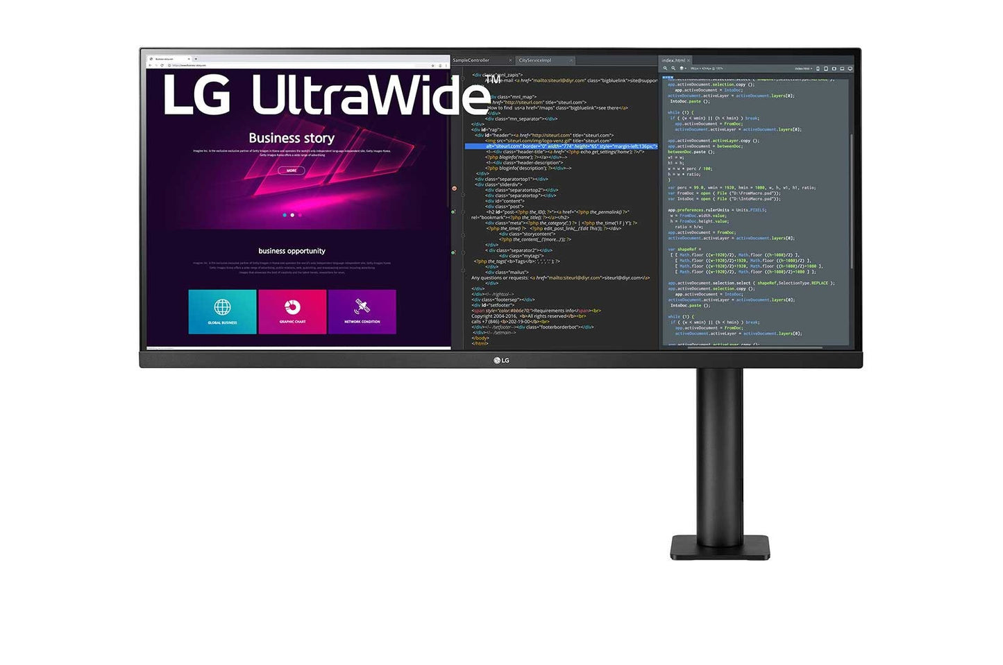 شاشة UltraWide Ergo QHD IPS HDR مقاس 34 بوصة (86.36 سم) مزودة بتقنية FreeSync™